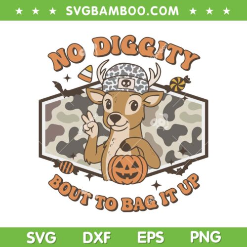 Funny Buck No Diggity Halloween SVG, Bout to bag it up Buck Boys Halloween SVG PNG