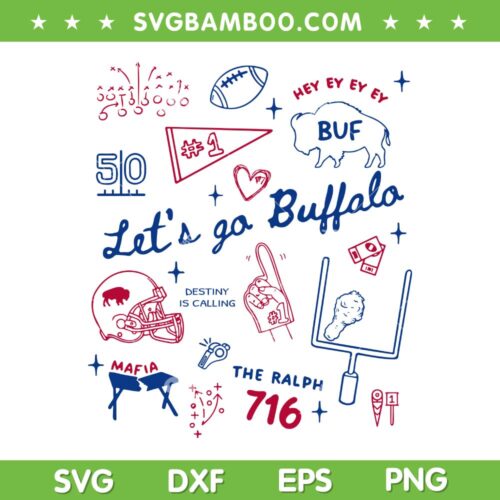 Lets Go Buffalo SVG PNG, Buffalo Football Doodles SVG, Womens Buffalo Fan Gift