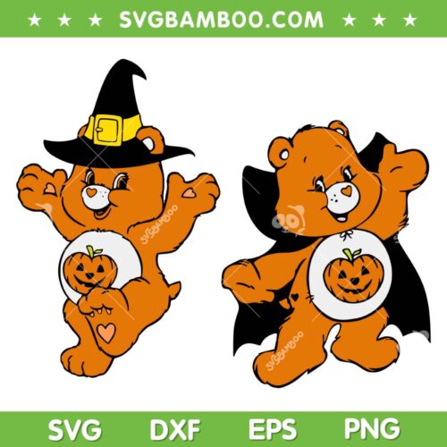 Care Bears Halloween Pumpkin SVG, Care Bear Witch Vampire SVG PNG, Trick or Sweet Bear