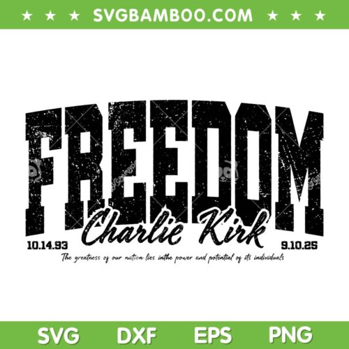 Charlie Kirk Freedom SVG PNG, Rip Charlie Kirk SVG, Pray for Charlie Kirk 2025 SVG