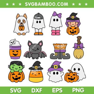 Chunky Halloween Characters SVG Bundle, Cute Halloween Characters Bundle SVG