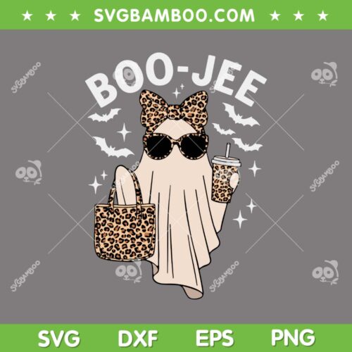 Coquette Leopard Boo JEE Ghost SVG, Halloween Boujee Ghost Coffee SVG PNG