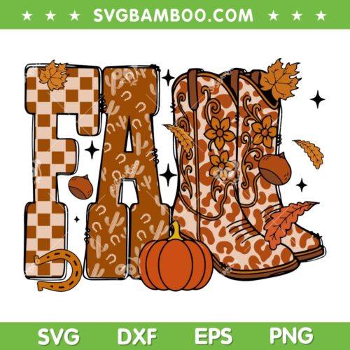 Cowboy Checkered Fall Pumpkin SVG, Howdy Boots Halloween SVG PNG