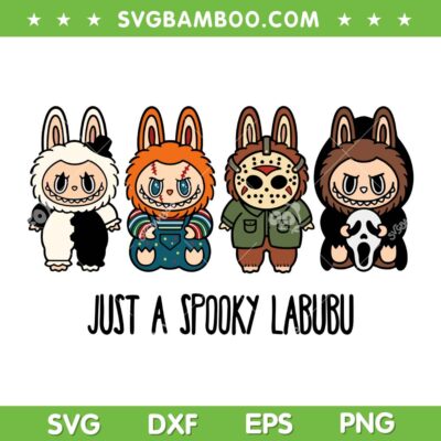 Cute Labubu Horror Monsters SVG, Just a Spooky Labubu SVG PNG, Chibi Labubu Halloween