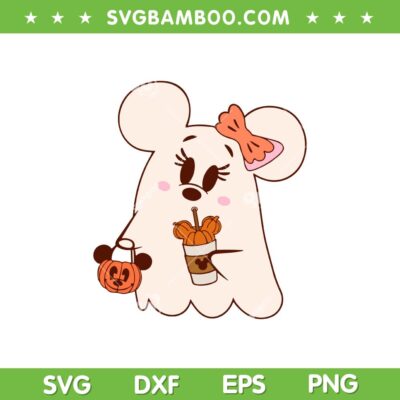 Minnie Mouse Faboolous Ghost SVG, Halloween Disney Mouse Ghost Pumpkin SVG PNG
