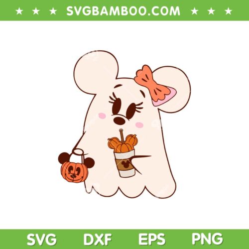 Minnie Mouse Faboolous Ghost SVG, Halloween Disney Mouse Ghost Pumpkin SVG PNG