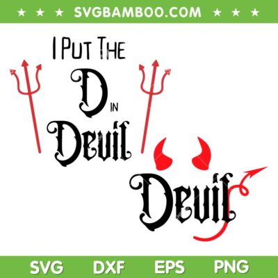 Funny Halloween Matching Couple Costume SVG, I Put D in Devil SVG PNG, Devil Cute Spooky Season