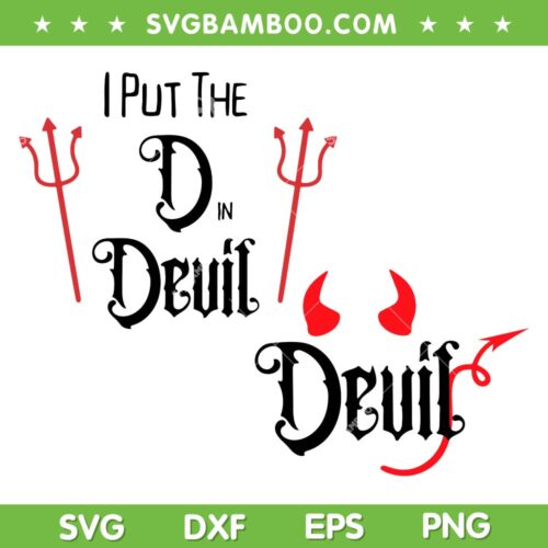 Funny Halloween Matching Couple Costume SVG, I Put D in Devil SVG PNG, Devil Cute Spooky Season