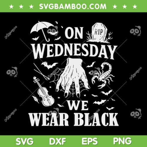 On Wednesday We Wear Black SVG, Halloween Wednesday Horror Hand SVG PNG
