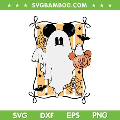 Ghost Mickey Halloween SVG, Cute Spooky Disney Mouse SVG PNG