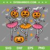 Skeleton Girls Ballet Halloween SVG, Pumpkin Girls Skeleton SVG PNG