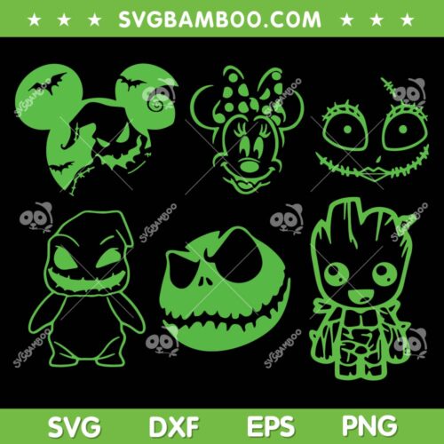 The Nightmare Before Christmas Characters SVG Bundle, Disney Characters Glow in the Dark SVG Bundle
