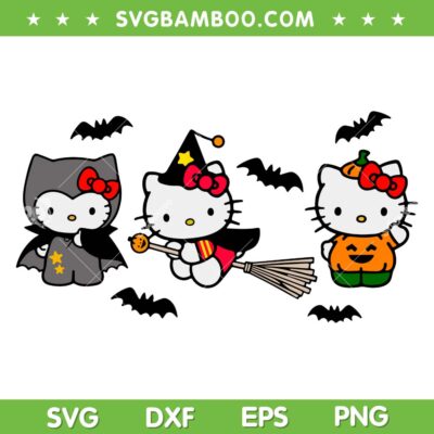 Halloween Kitty Halloween SVG, Cute Sanrio Kitty Cat Witch Bat SVG PNG