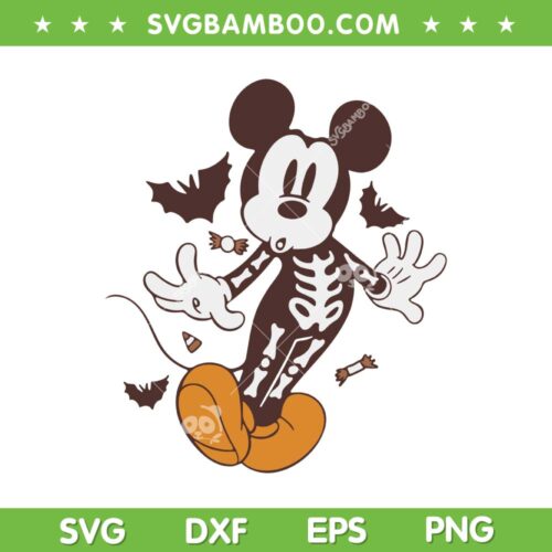 Halloween Mickey Skeleton SVG PNG, Disney Mickey Mouse Funny Pose Halloween SVG
