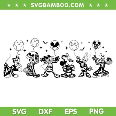 Skeleton Mouse And Friends Halloween SVG, Mickey Mouse Friends Spooky Season SVG PNG