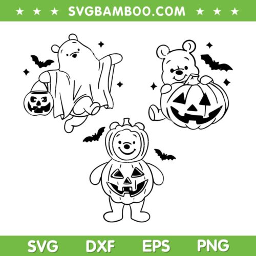 Halloween Pumpkin Ghost Pooh Bear SVG, Winnie the Poor Boo Ghost SVG PNG