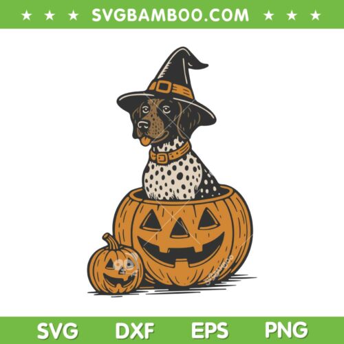Halloween Shorthaired Pointer SVG PNG, Dalmatian Dog Witch Pumpkin SVG