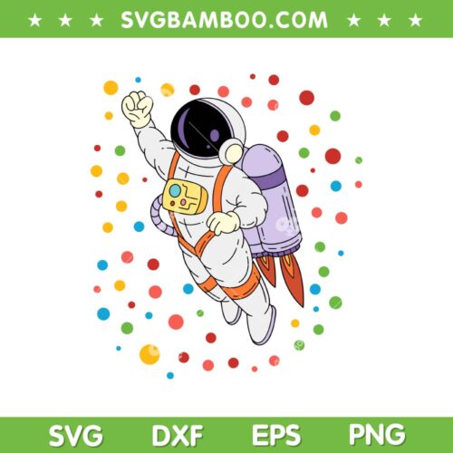 Happy Dot Day Astronaut SVG PNG, Colorful Polka Dots Astronaut SVG
