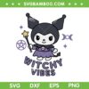 Kuromi Witchy Vibes SVG PNG, Halloween Sanrio Kuromi Witch SVG, Hello Kitty Halloween