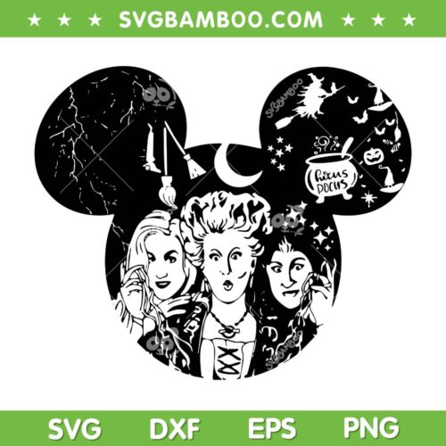 Mickey Mouse Ears Hocus Pocus SVG, The Sanderson Sisters Mickey Ear SVG PNG