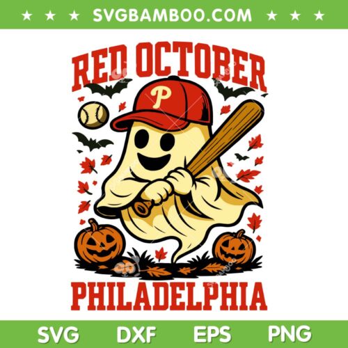 Philadelphia Ghost Red October SVG, Phillies Halloween Ghost SVG PNG