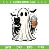 Pumpkin Spice Ghost SVG PNG, Cute Ghost with Cat Coffee Halloween SVG