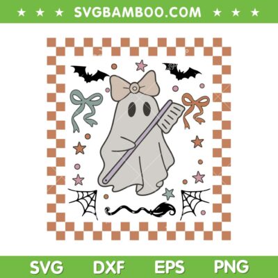 Retro Dental Halloween Comfort Colors SVG, Cute Girl Ghost Dentist SVG PNG