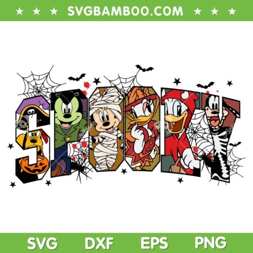 Mickey and Friends Spooky SVG PNG, Disney Mouse Friends Halloween Spooky Season SVG