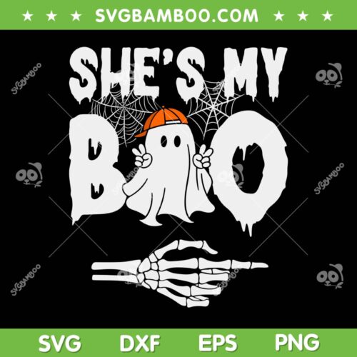 Shes My Boo Couple Matching Halloween SVG, Boys Boo Ghost Halloween Costume SVG PNG