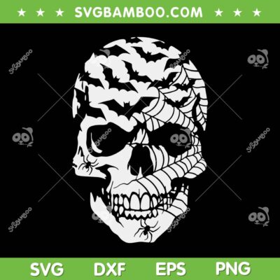 Skull Spider Web Bat SVG PNG, Skull Scary Halloween SVG Skull Spider Web Bat SVG PNG, Skull Scary Halloween SVG