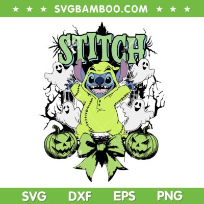 Stitch Halloween Ghost Coquette SVG, Stitch Oggie Boogie Costume SVG PNG
