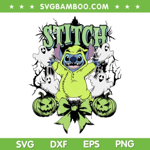 Stitch Halloween Ghost Coquette SVG, Stitch Oggie Boogie Costume SVG PNG