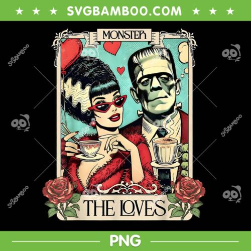 Frankenstein and Bride The Lovers Tarot Card PNG, Halloween The Monster Frankenstein PNG