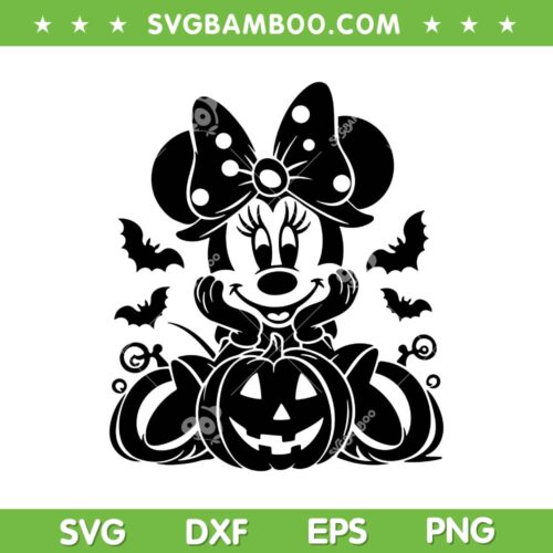 Minnie Mouse Trick or Treat SVG, Disney Mouse Pumpkin SVG PNG