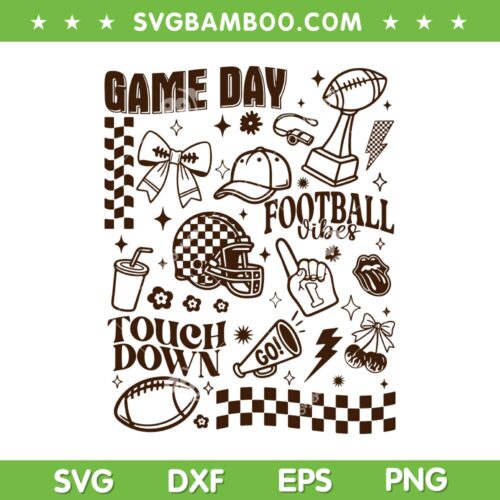 Vintage Football Vibes Game Day SVG, Retro Football icons SVG PNG