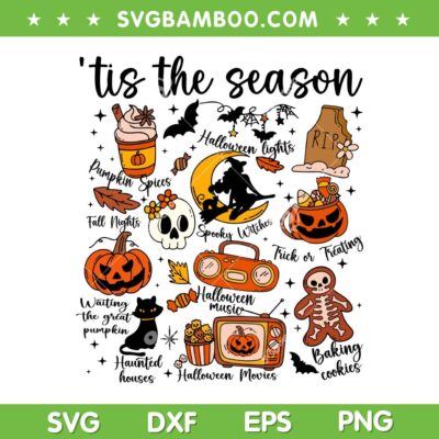 Tis The Season Comfort Colors SVG, Vintage Halloween icons Collage SVG PNG, Whimsical Fall Season Clipart Tis The Season Comfort Colors SVG, Vintage Halloween icons Collage SVG PNG, Whimsical Fall Season Clipart