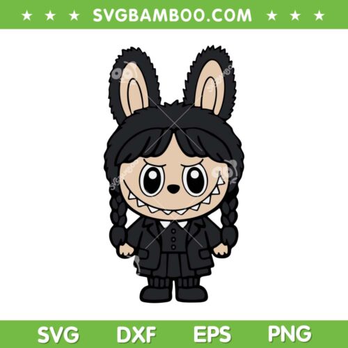 Wednesday Addams Labubu SVG, Wednesday Jenna Ortega Labubu SVG PNG