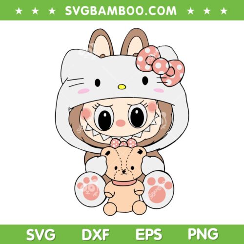 Cute Girl Labubu SVG PNG, Labubu Hello Kitty SVG