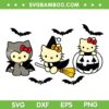 Hello Kitty Halloween Pumpkin SVG, Sanrio Kitty Cat Witch Bat SVG PNG