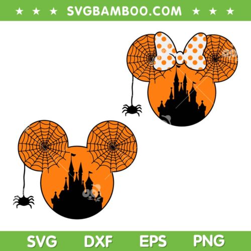 Mickey Minnie Mouse Ear Spider Web SVG, Disney Mouse Halloween Spider SVG PNG