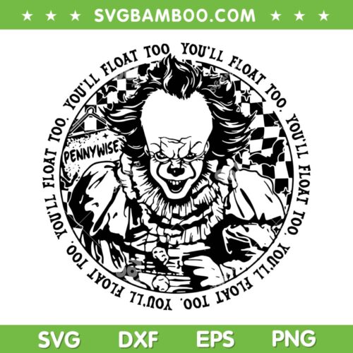 Pennywise Retro Checkered SVG PNG, It Halloween Horror Characters Vintage SVG