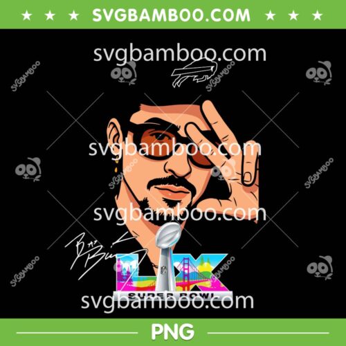Buffalo Bills Benito Bowl PNG, Bad Bunny Super Bowl Bills PNG