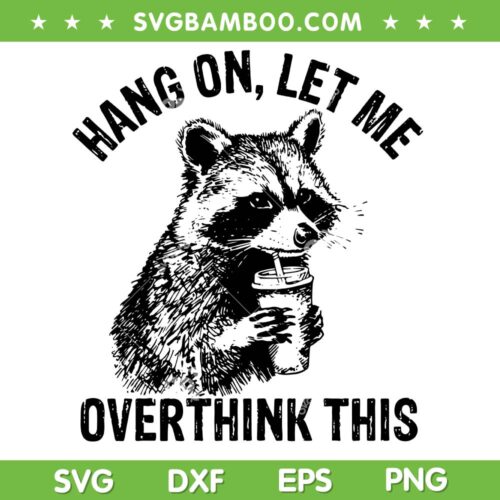 Hang On Let Me Overthink This SVG, Funny Raccoon Hang on Overthink SVG PNG, Raccoon Sarcastic Saying