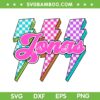 Jonas Lightning Bolt Checkered SVG, I Love Jonas 80s Vintage SVG PNG