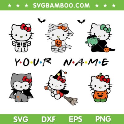 Kawaii Kitty Characters Halloween SVG, Hello Kitty Halloween Costume SVG PNG