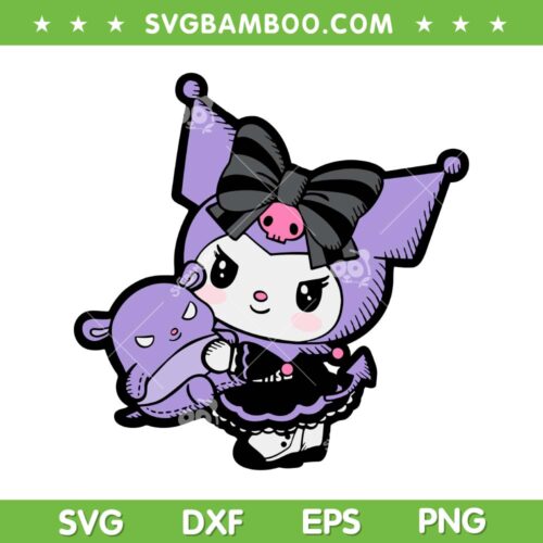 Cute Kuromi Halloween SVG, Kawaii Hello Kitty Kuromi Happy Halloween SVG PNG