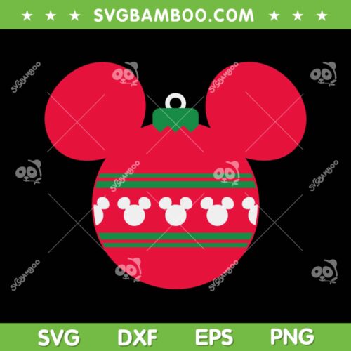 Mickey Mouse Ornament Ears SVG, Disney Mouse Christmas Ornament SVG PNG