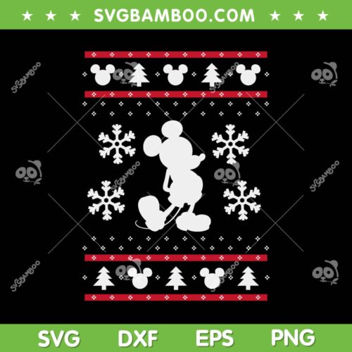 Mickey Mouse Ugly Christmas SVG PNG, Disney Mickey Mouse White Christmas SVG