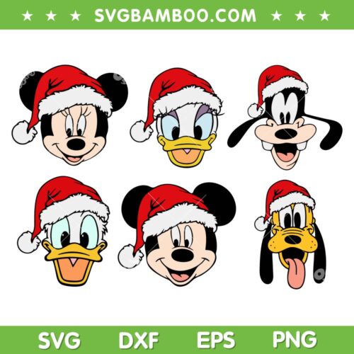 Mickey and Friends Christmas SVG Bundle, Disney Mouse and Friends Head Xmas SVG Bundle