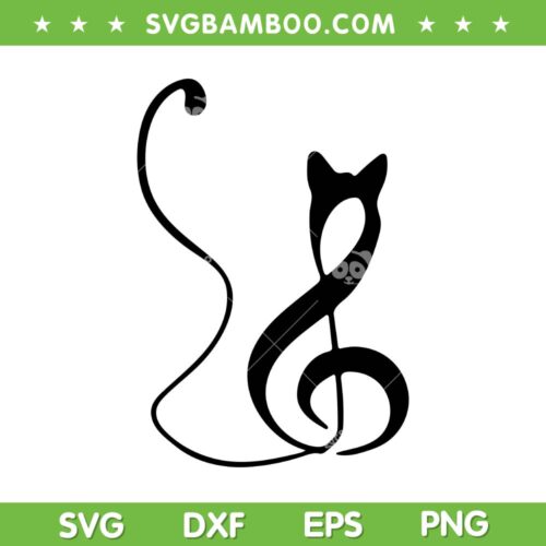 Funny Cat Music Note SVG, Inspired Cat Minimalist Music Lover SVG PNG